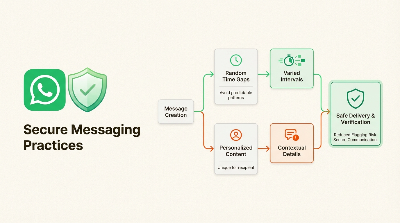 Safe messaging practices with random time delays protect your WhatsApp account from anti-spam filters