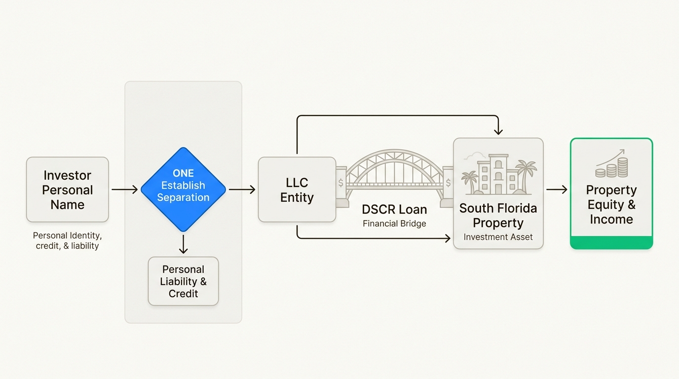An LLC structure, facilitated by a DSCR loan Florida, creates a crucial barrier for South Florida assets.