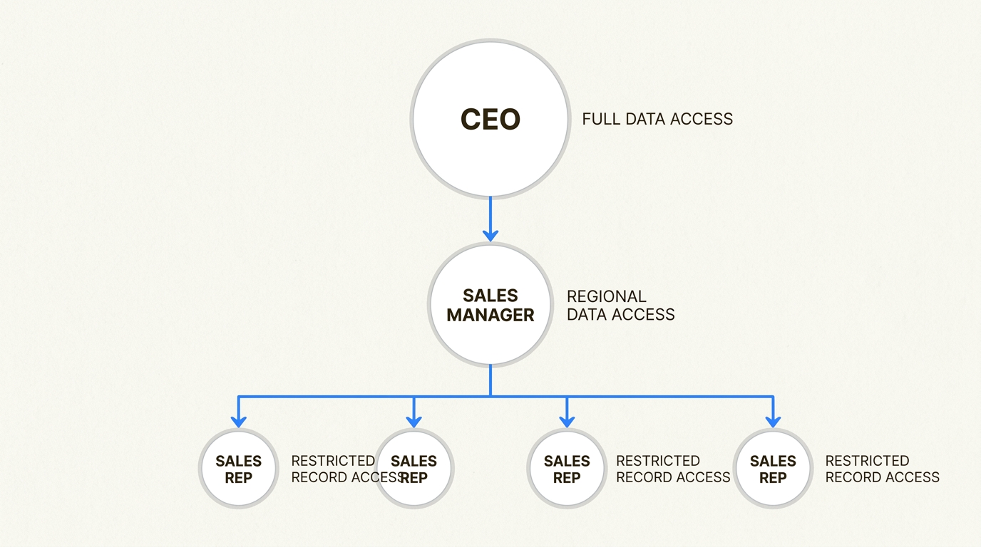 Role hierarchy chart showing data access levels by position