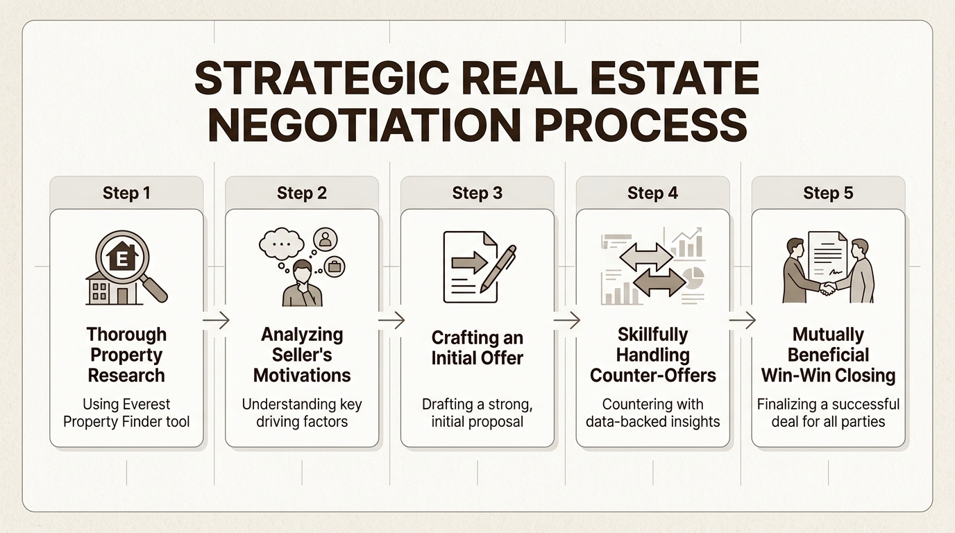 Master the negotiation process by leveraging research and data to achieve successful, mutually beneficial property deals.
