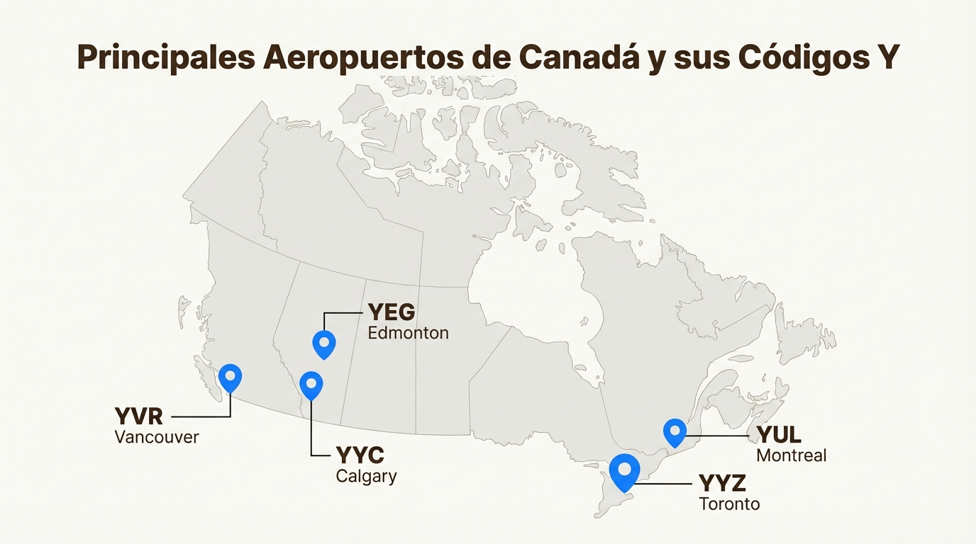 La Y domina el mapa: más de 30 aeropuertos canadienses comparten esta inicial única