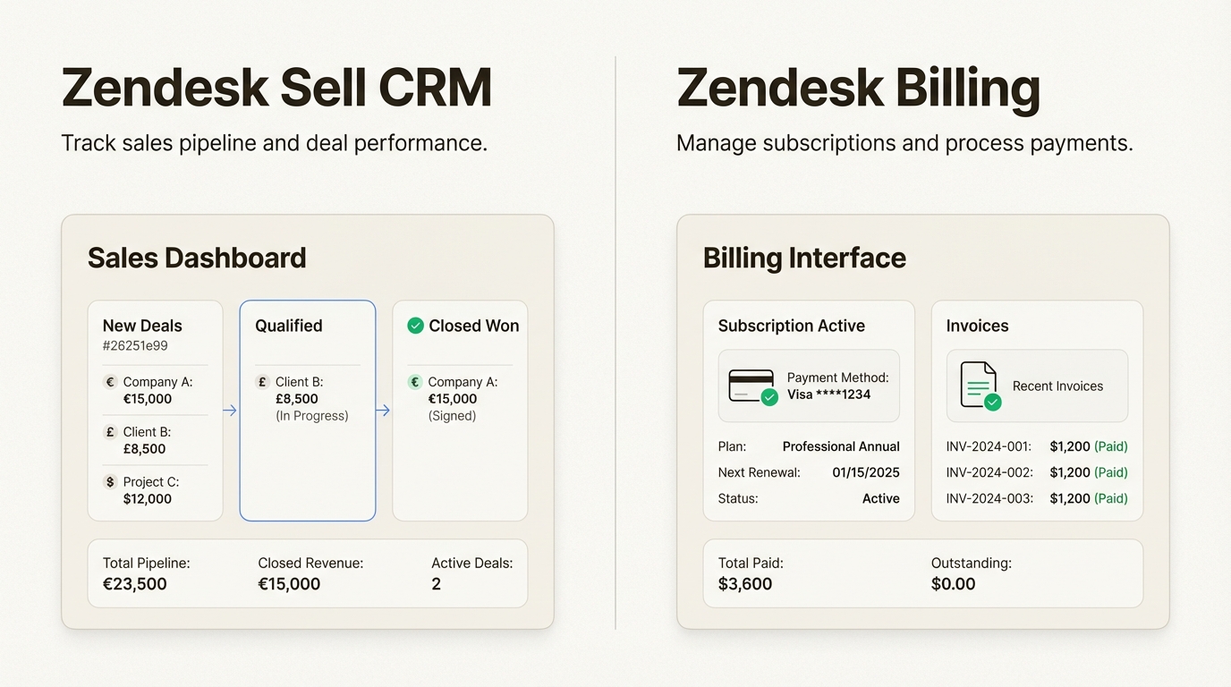 Distinguishing between tracking international sales in the CRM and managing your own Zendesk subscription payments