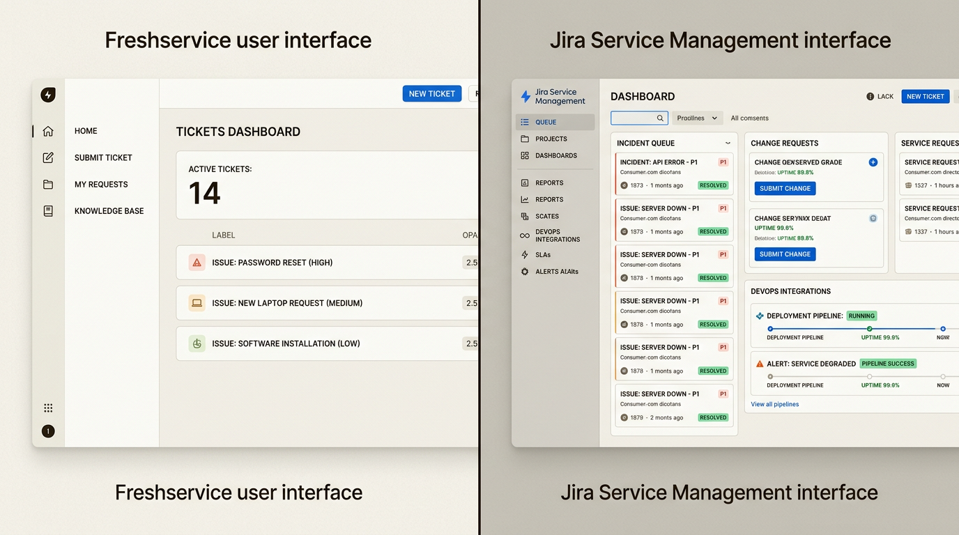 Freshservice oferece simplicidade intuitiva, enquanto o Jira Service Management oferece opções de configuração poderosas e densas em dados para equipes empresariais.