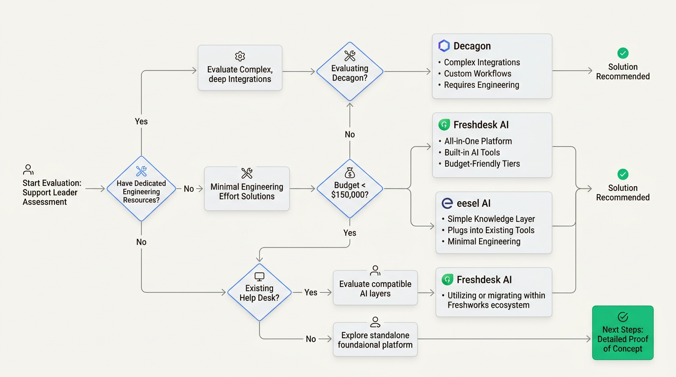 Decision flowchart for choosing an AI customer service platform