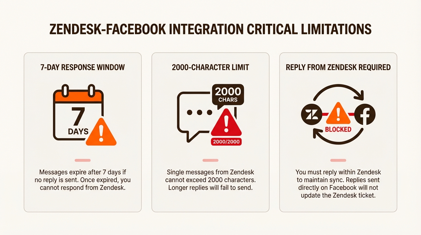 A janela de resposta de 7 dias e os limites de caracteres para suporte ao Facebook Messenger