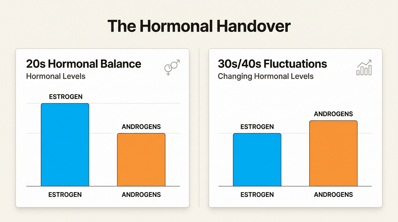 Hormonal sebum production in 30s and 40s