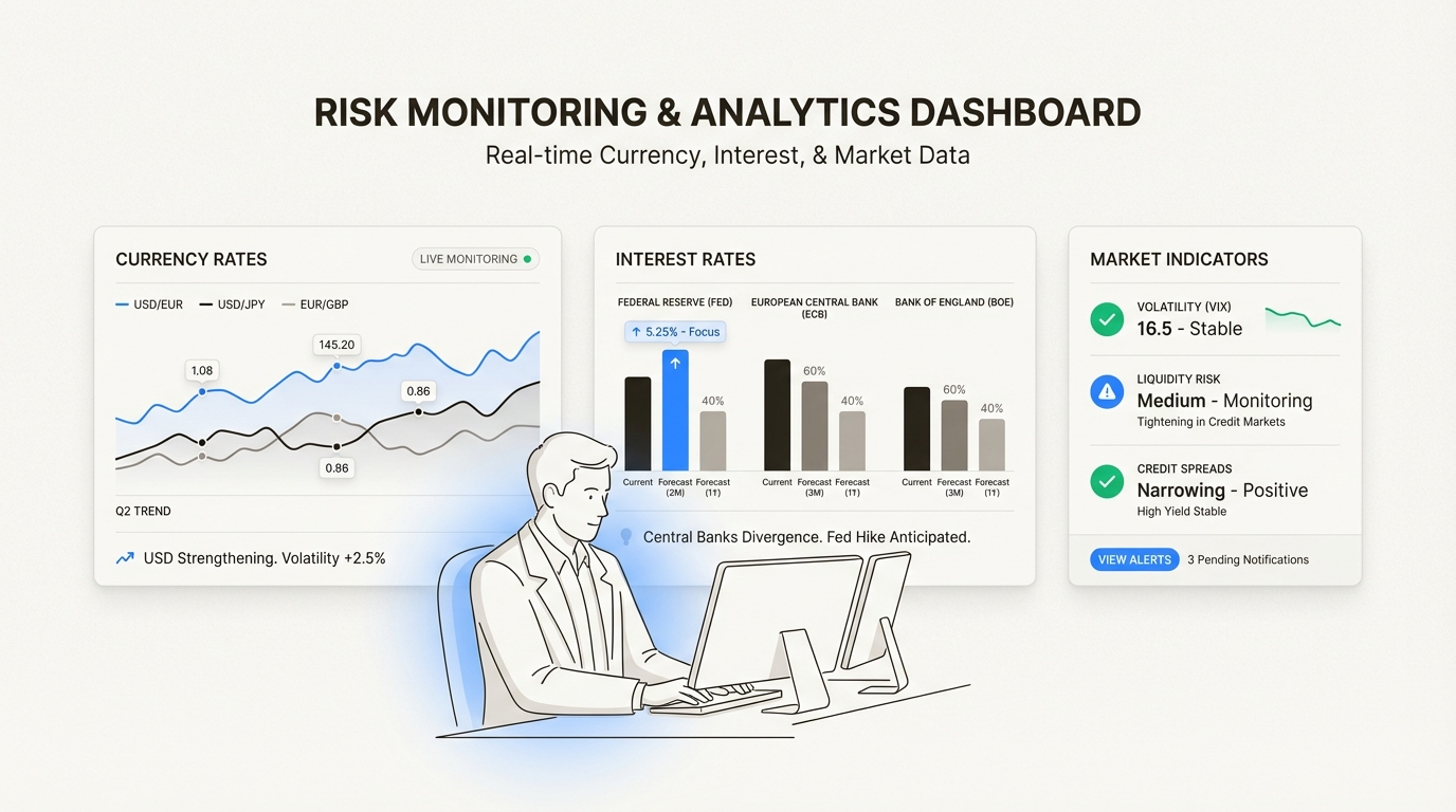 Modern treasury teams monitor multiple risk factors simultaneously to protect company finances