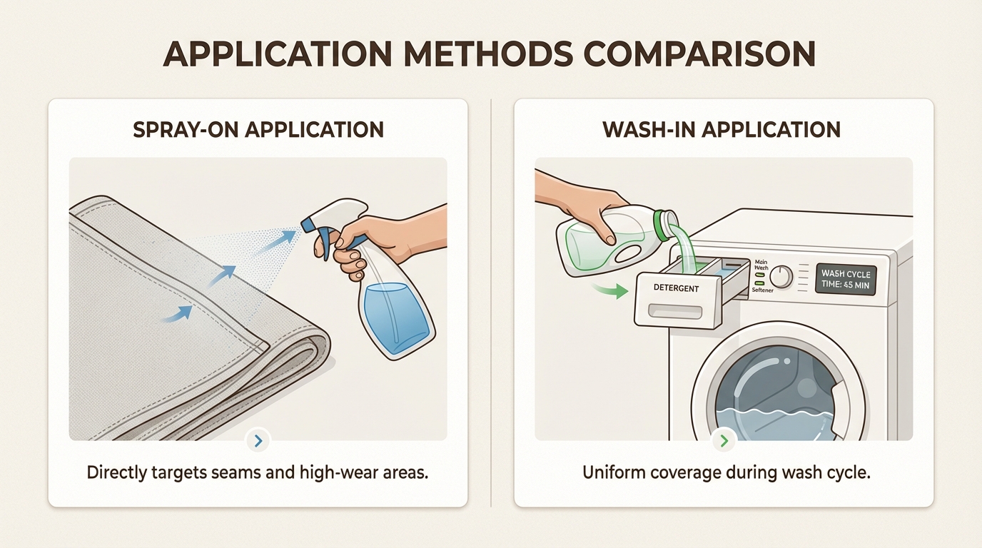 Spray-on versus wash-in waterproofing treatment methods comparison