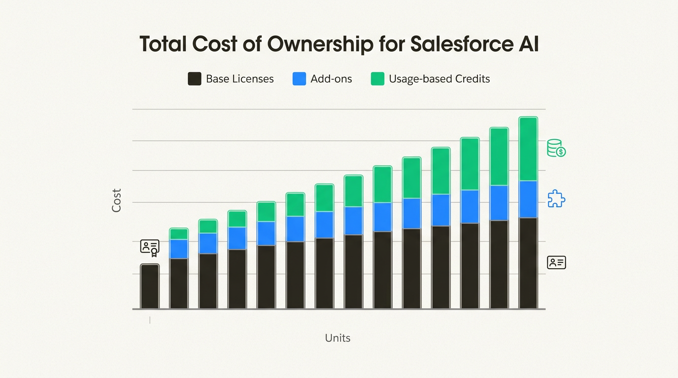 Custos ocultos, incluindo créditos de uso e serviços profissionais
