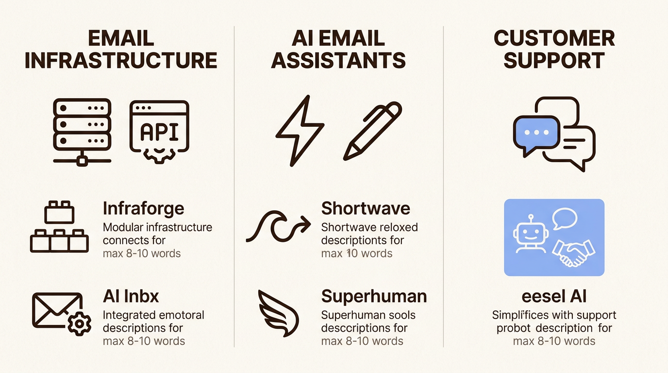 Infraestrutura de backend, ferramentas de produtividade e categorias de agentes de suporte ao cliente comparadas