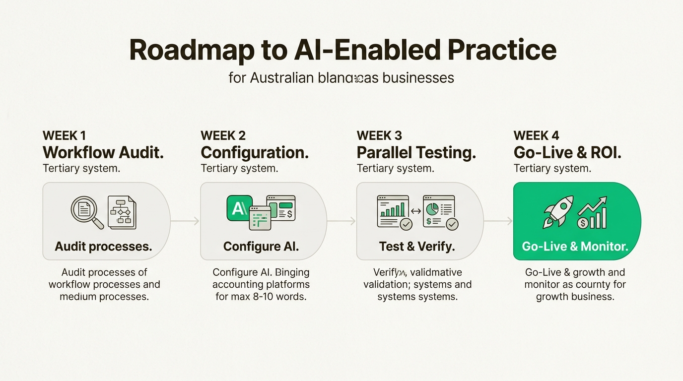 Follow this structured four-week roadmap to successfully implement AI-enabled financial automation in your Australian business.