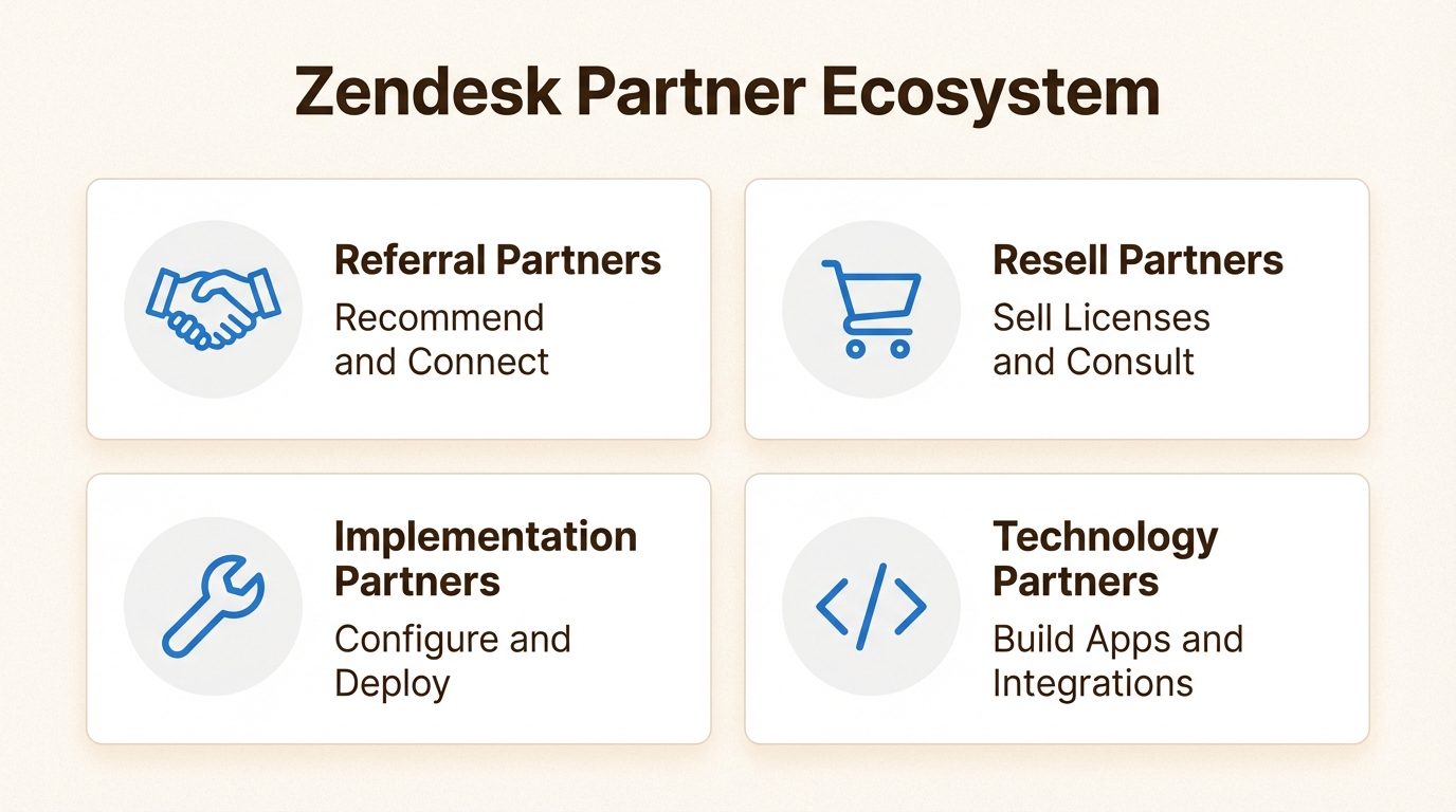 Zendeskパートナーの種類とそのビジネスアプリケーションの比較