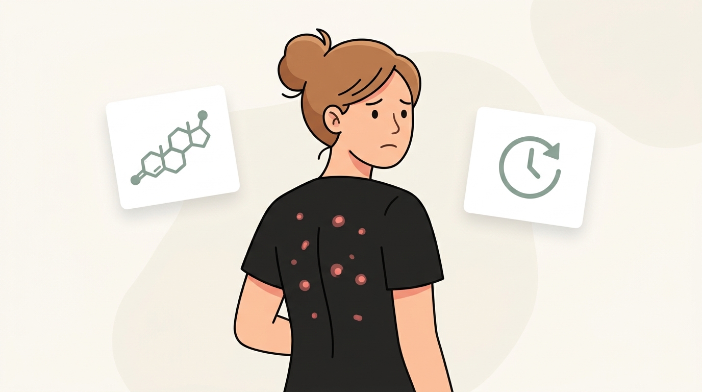 Adult back acne hormonal and cellular factors illustration