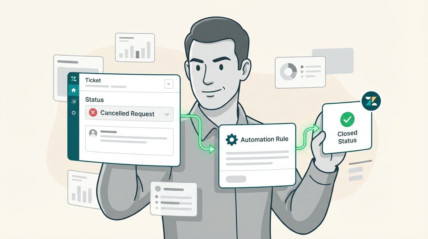 キャンセルされたリクエストをクローズするためのZendesk自動化の設定方法