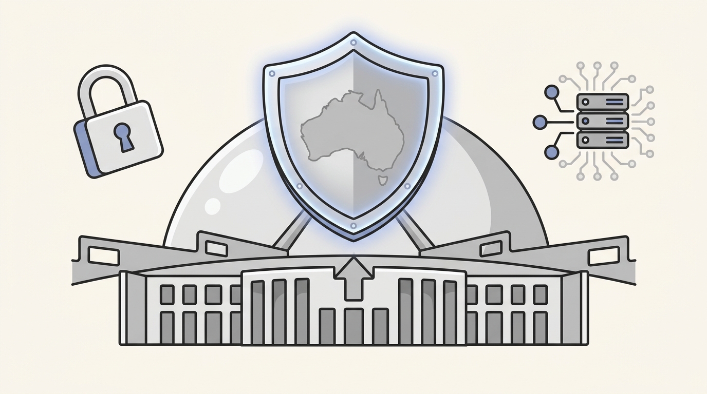 A guide-style banner illustrating data security guardrails, ASD compliance, and the Privacy Act for Australian businesses adopting AI automation in 2026.
