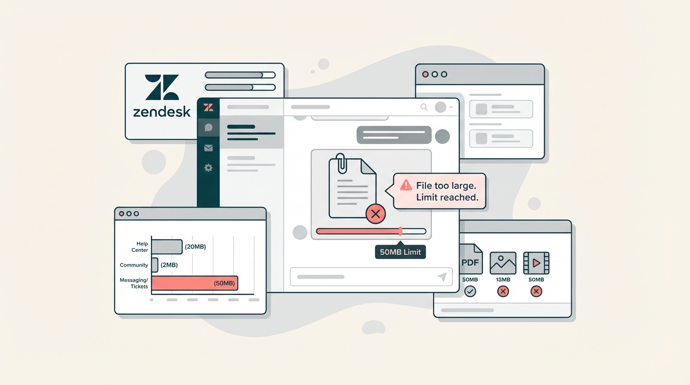 Zendeskメッセージングのファイル添付制限：2026年完全ガイド | eesel AI