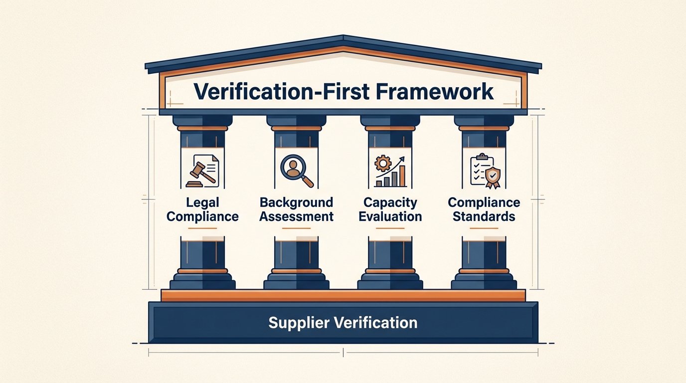Four-pillar supplier verification framework for supply chain reliability