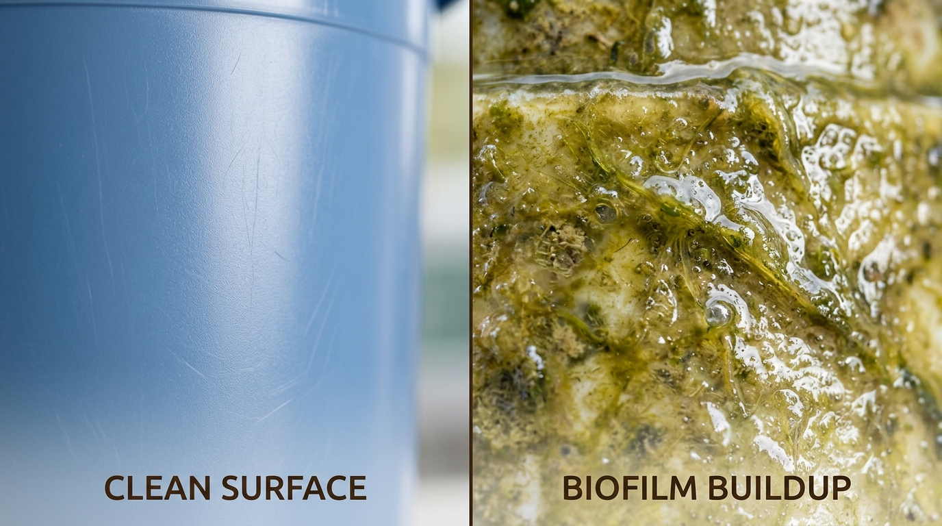 Biofilm on water bucket surface