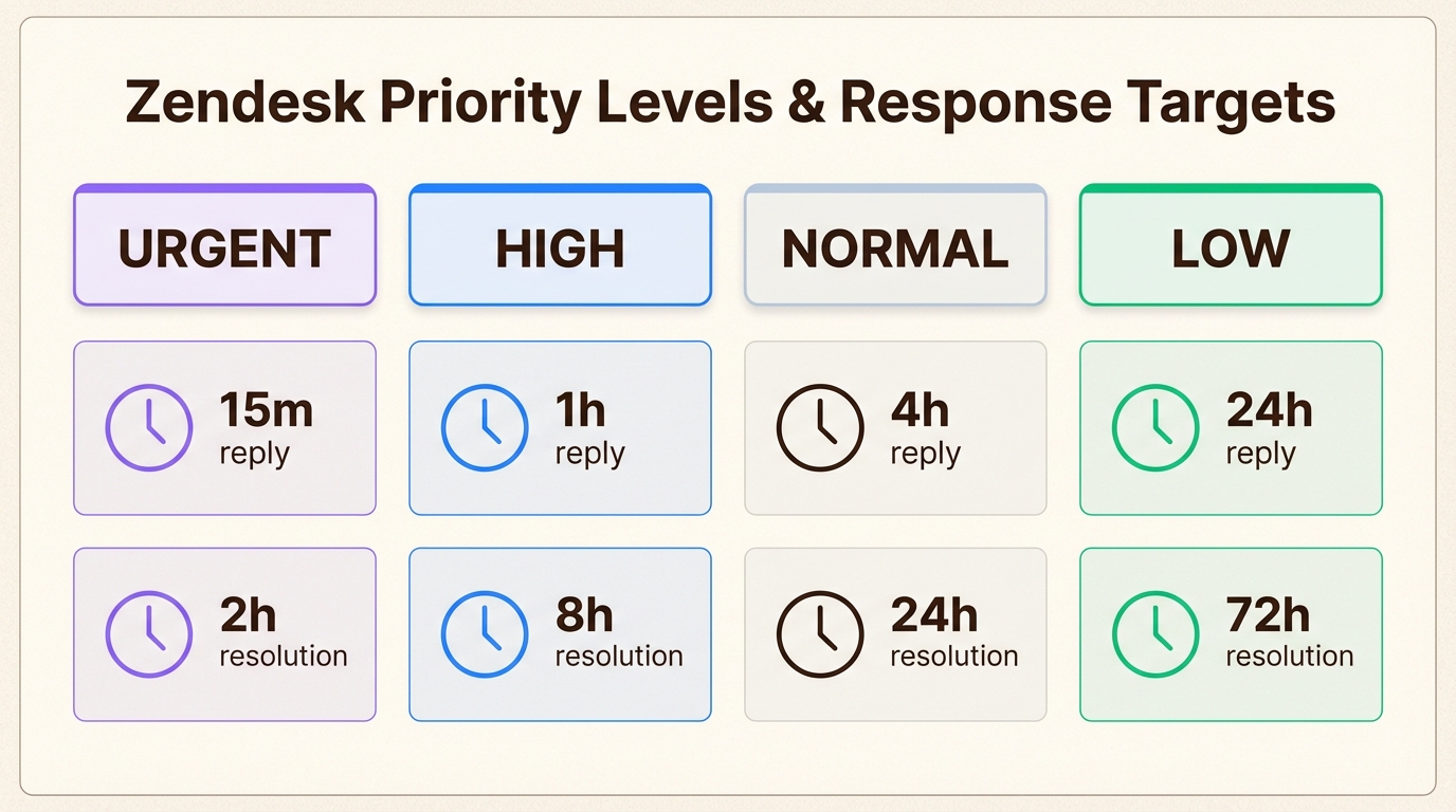 Prioritätsbasierte Antwort Erwartungen von dringenden bis niedrigen Prioritätstickets
