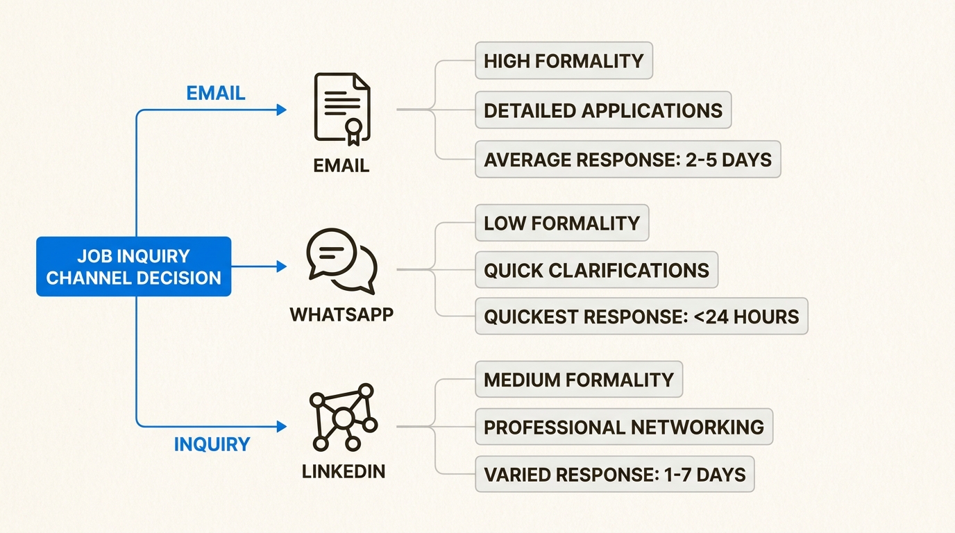 Flowchart for selecting the most effective communication channel based on your relationship with the hiring manager