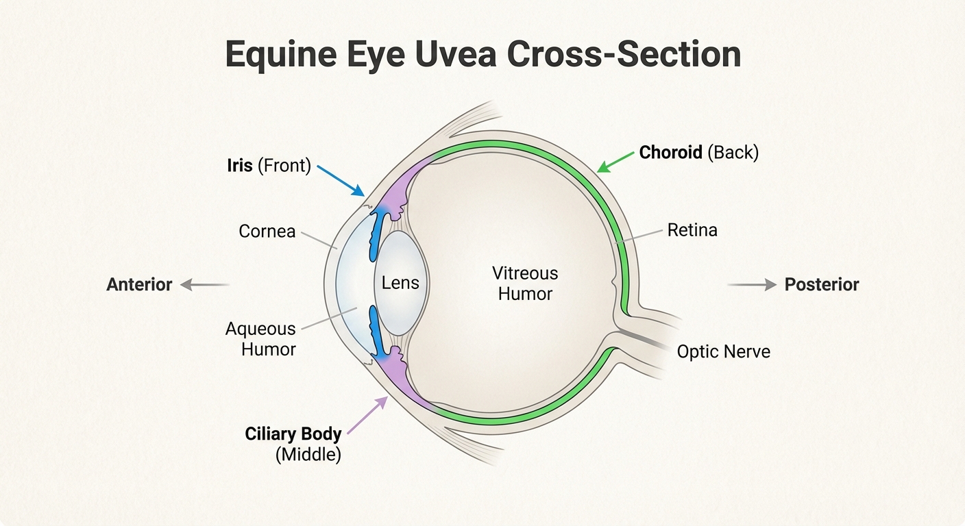 Understanding the internal anatomy of the equine eye helps owners identify where painful inflammation occurs during uveitis.