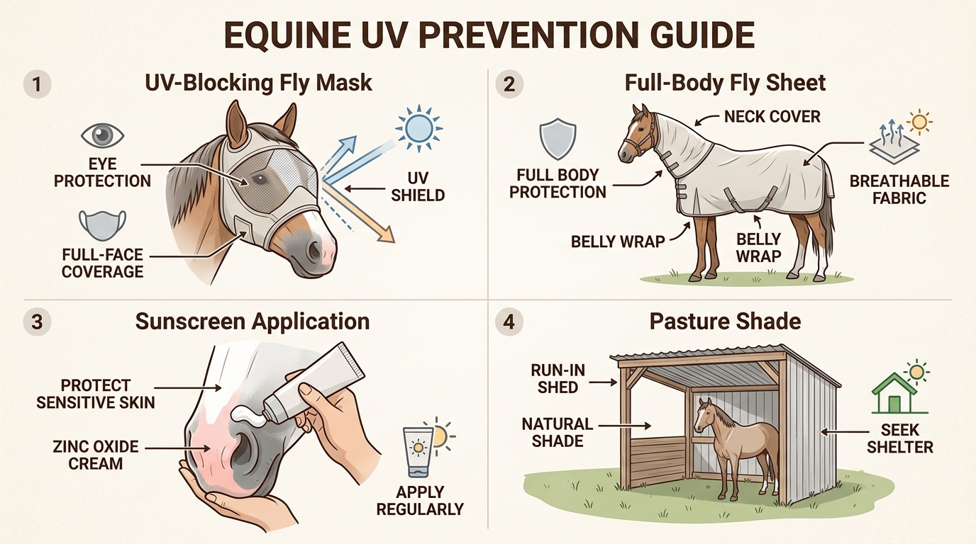 Combining physical barriers like UV-blocking masks with environmental management provides the most effective defense against painful sun-related skin and eye conditions.