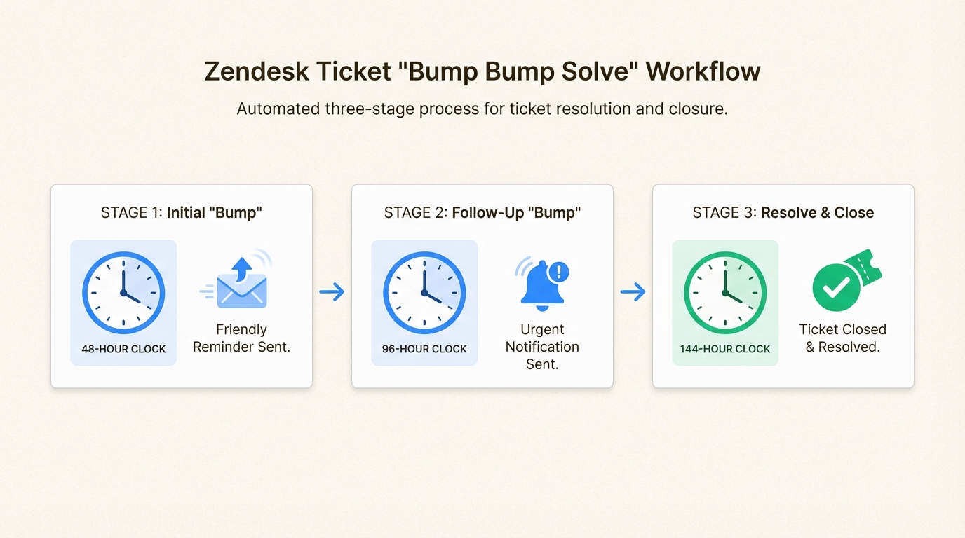 Sequência de automação de três estágios para acompanhamento consistente do cliente