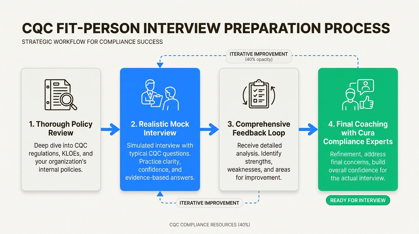 A structured interview preparation process, including mock interviews and expert coaching, is essential for confidently demonstrating your understanding of CQC requirements and securing registration.