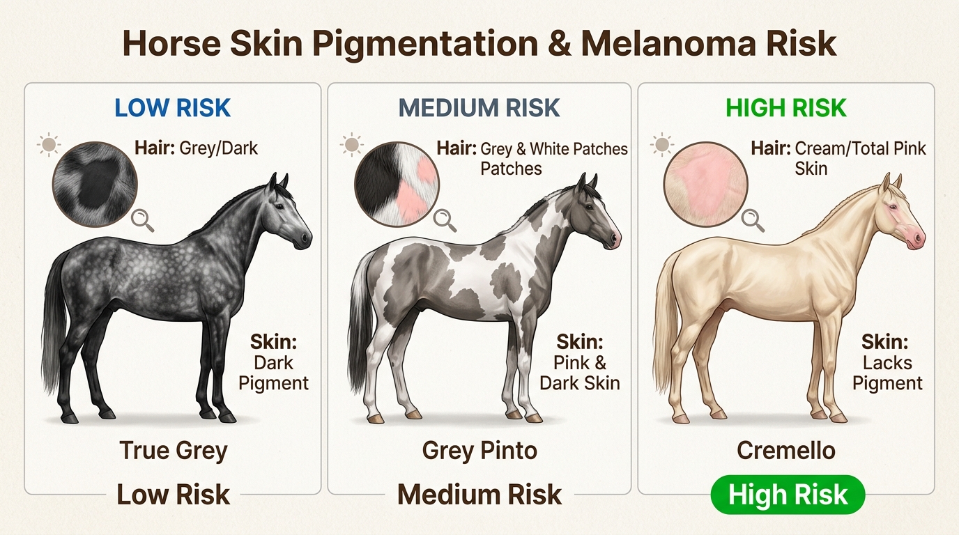 Identifying your horse's skin type helps determine if they require active sun protection or possess natural melanin defenses.