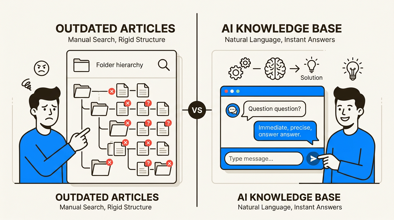 Documentación estática versus recuperación impulsada por IA para respuestas instantáneas al cliente