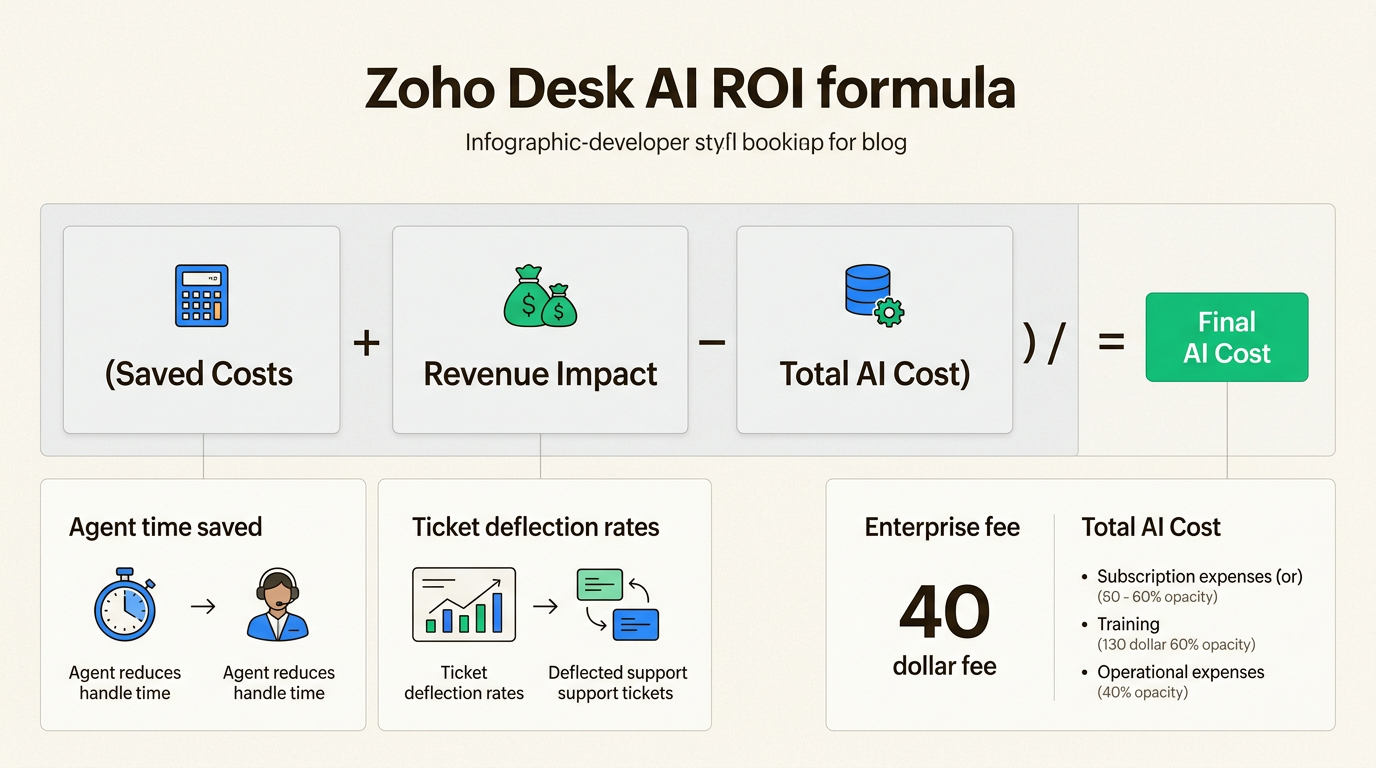 Estrutura de cálculo de ROI para investimento em Zoho Desk AI Enterprise