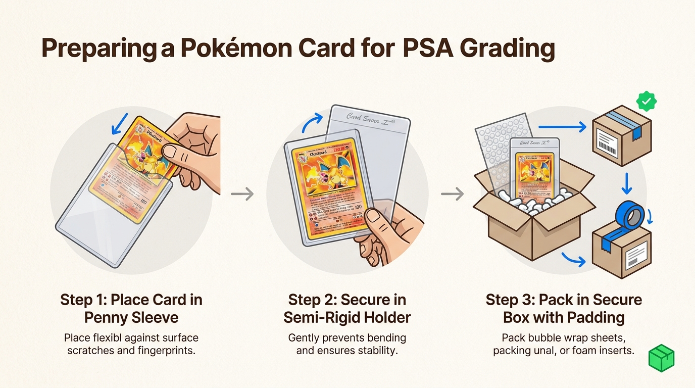 Following the correct preparation steps ensures your cards are protected during the grading process.