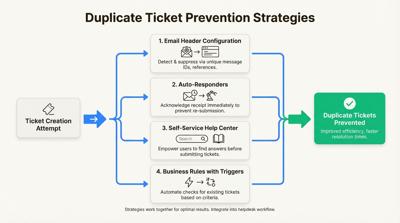 Step-by-step workflow for reducing duplicate ticket creation