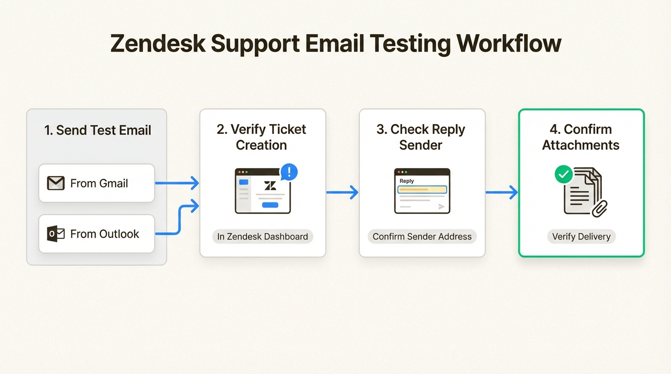 Flujo de trabajo de prueba para la configuración de la dirección de soporte