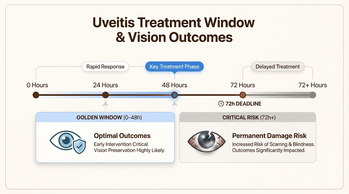 Acting within the first 48 hours is critical to preventing irreversible structural damage and preserving your horse's long-term vision.