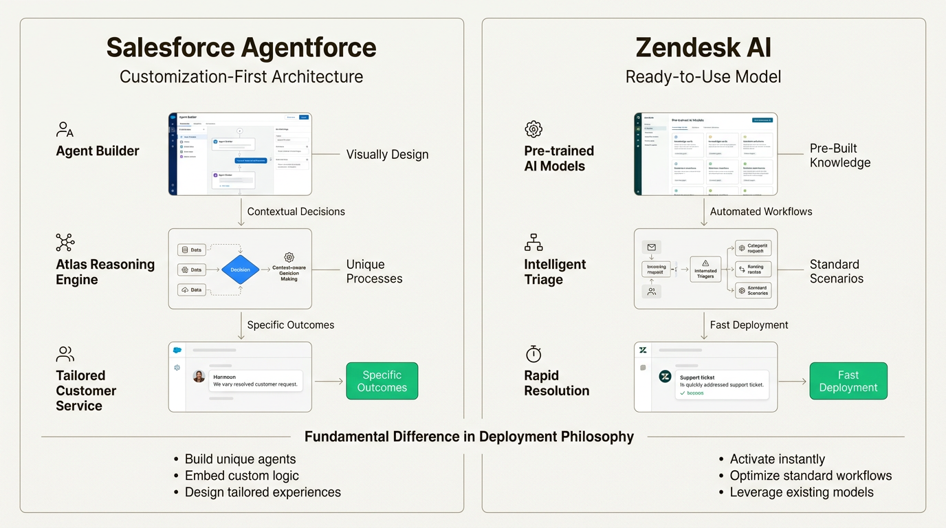 Comparación de la personalización de Salesforce frente a los enfoques listos para usar de Zendesk