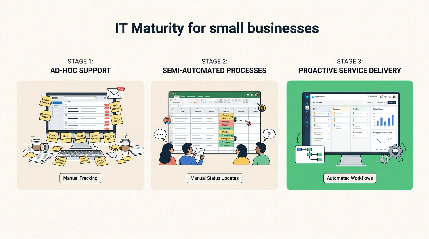 Übergang von chaotischen E-Mail-Threads zu einer organisierten ITSM-Plattform