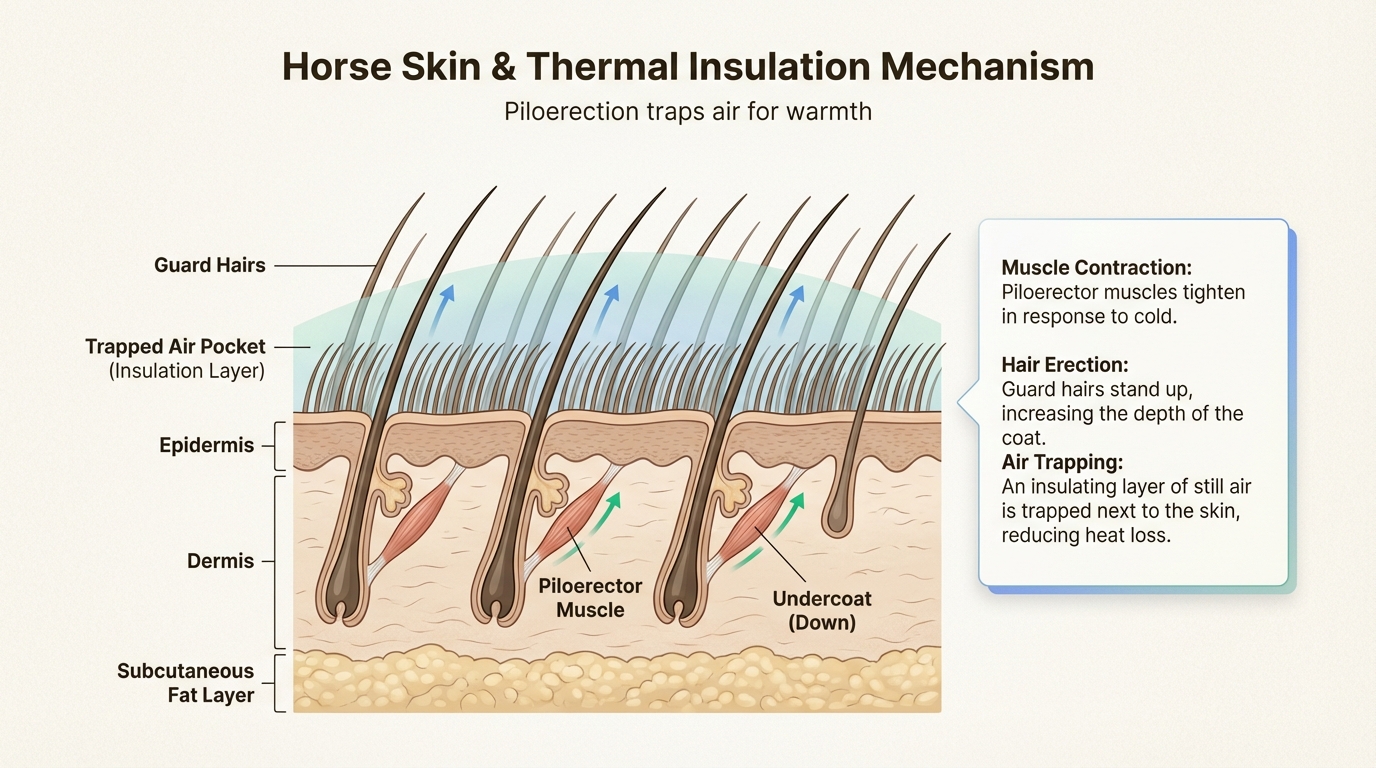 Understanding how the two-layer coat system naturally traps air helps you decide when supplemental blanketing is actually necessary.