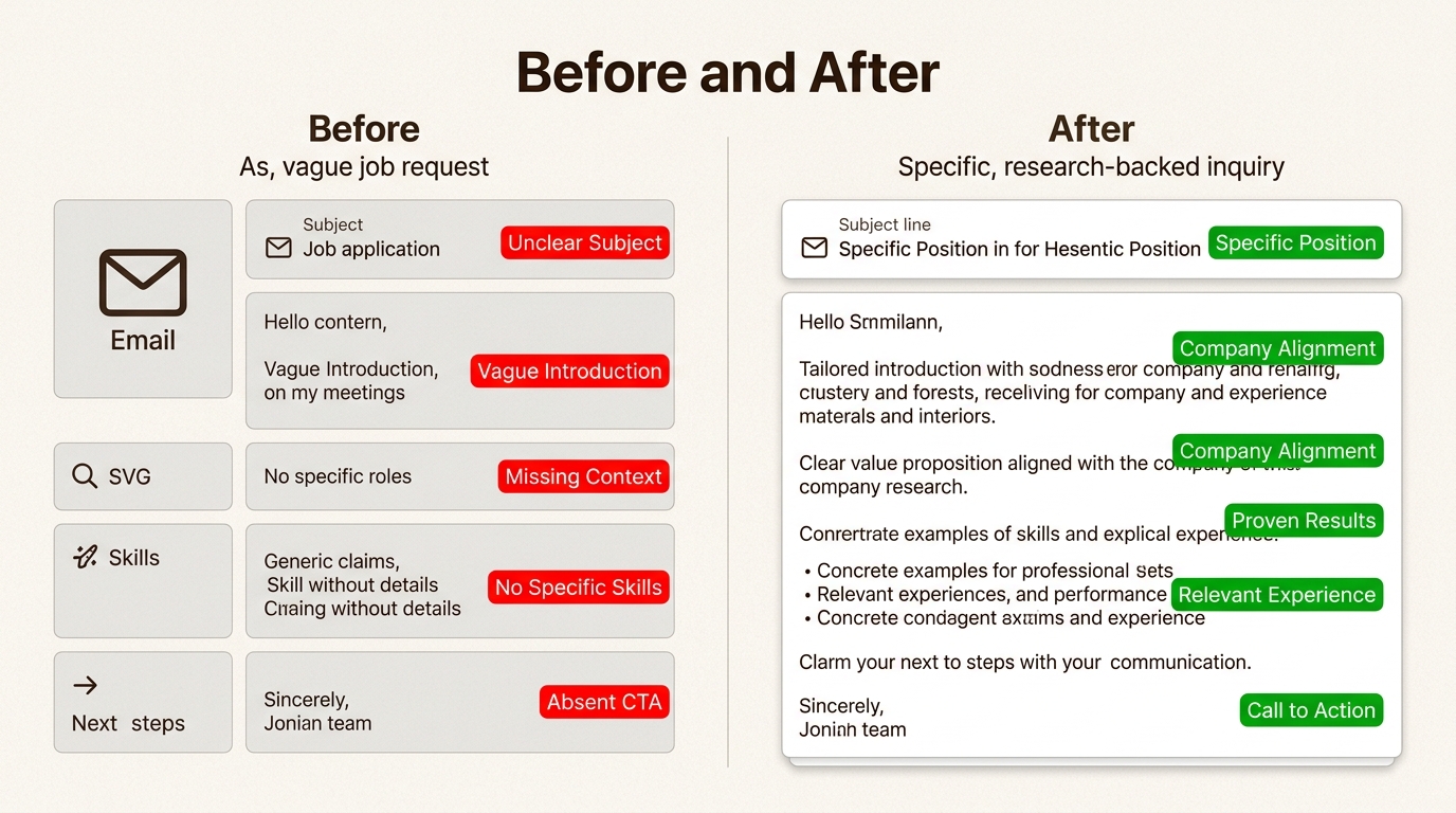 Comparison showing how specific details about the company increase response rates