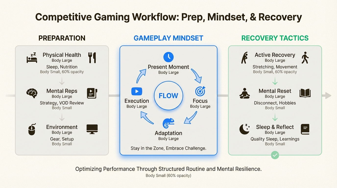 Success comes from preparation, adaptability during play, and learning from feedback