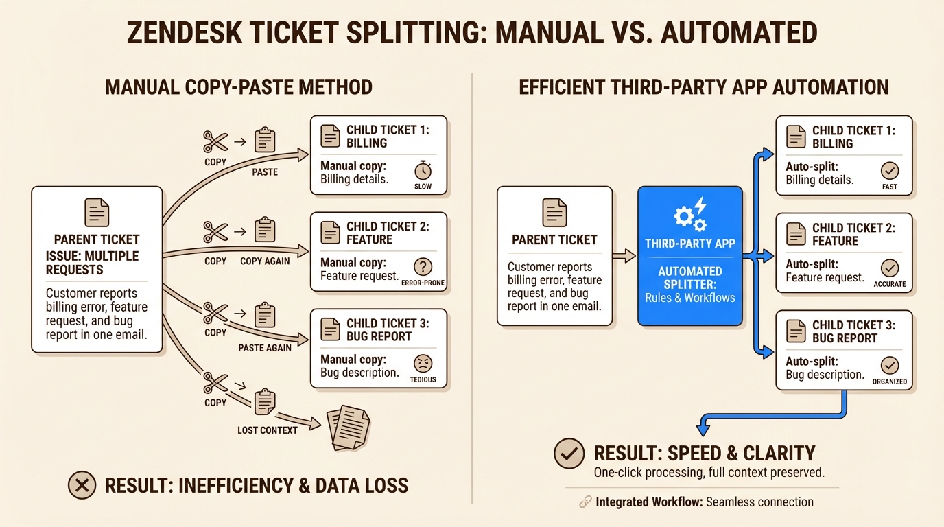 Soluciones manuales frente a flujos de trabajo de división automatizada para la organización de tickets