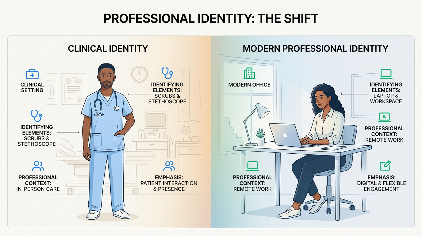 Identity shift from clinician to new professional possibilities in non-clinical work