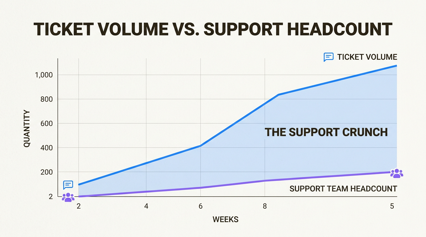 La brecha insostenible entre el crecimiento exponencial de tickets y la contratación lineal durante la fase de Serie A de una startup
