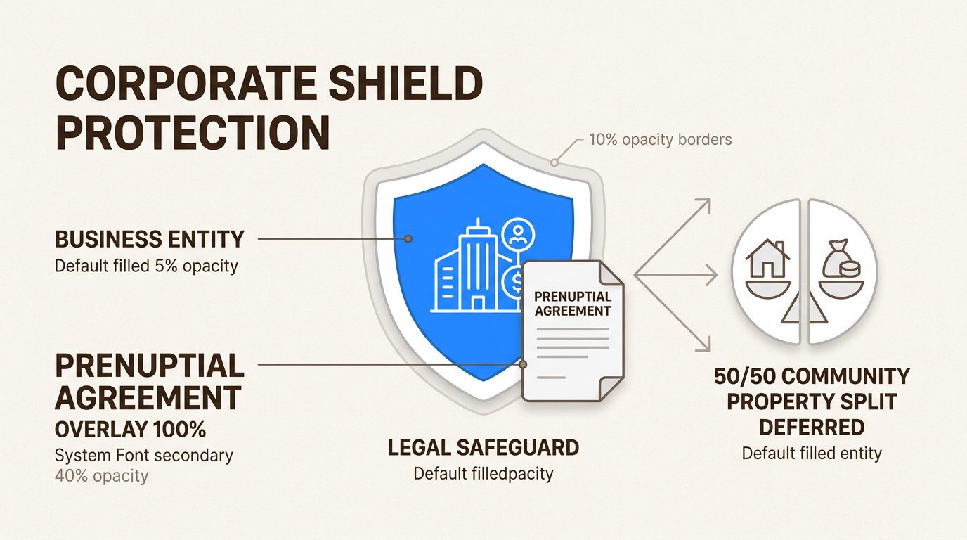 A prenuptial agreement acts as a legal shield, preventing the automatic 50/50 division of business assets under California law.