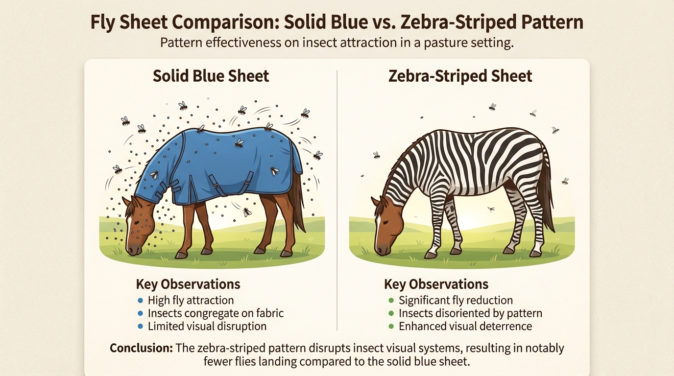 High-contrast zebra patterns disrupt the visual targeting systems of horse flies, making it harder for them to land and bite.