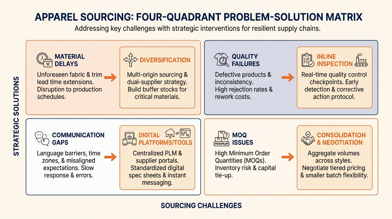 Matrix of common sourcing bottlenecks and strategic solutions