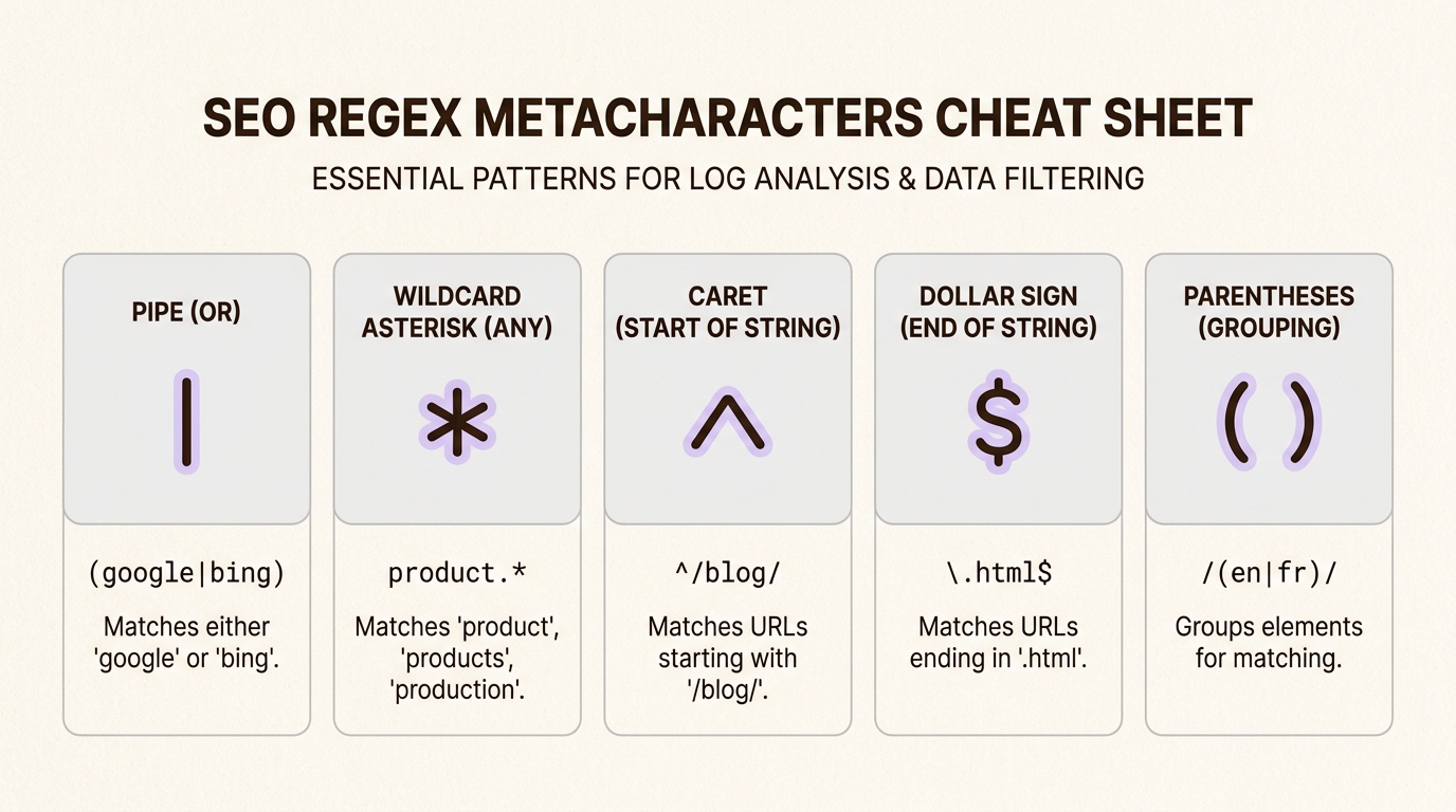 Essential regex symbols for building powerful search filters