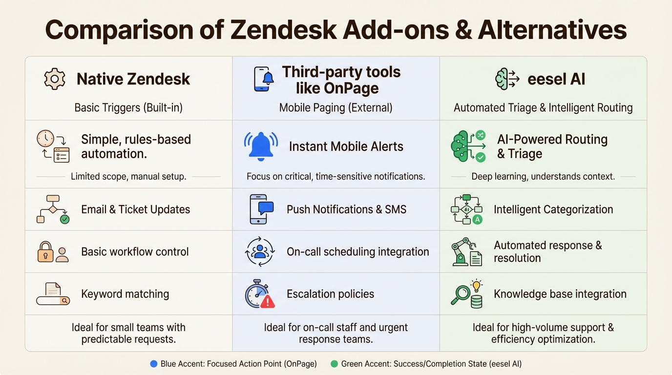 Vergleich von nativen, Drittanbieter- und KI-gestützten Benachrichtigungsmethoden für verschiedene Support-Teamgrößen