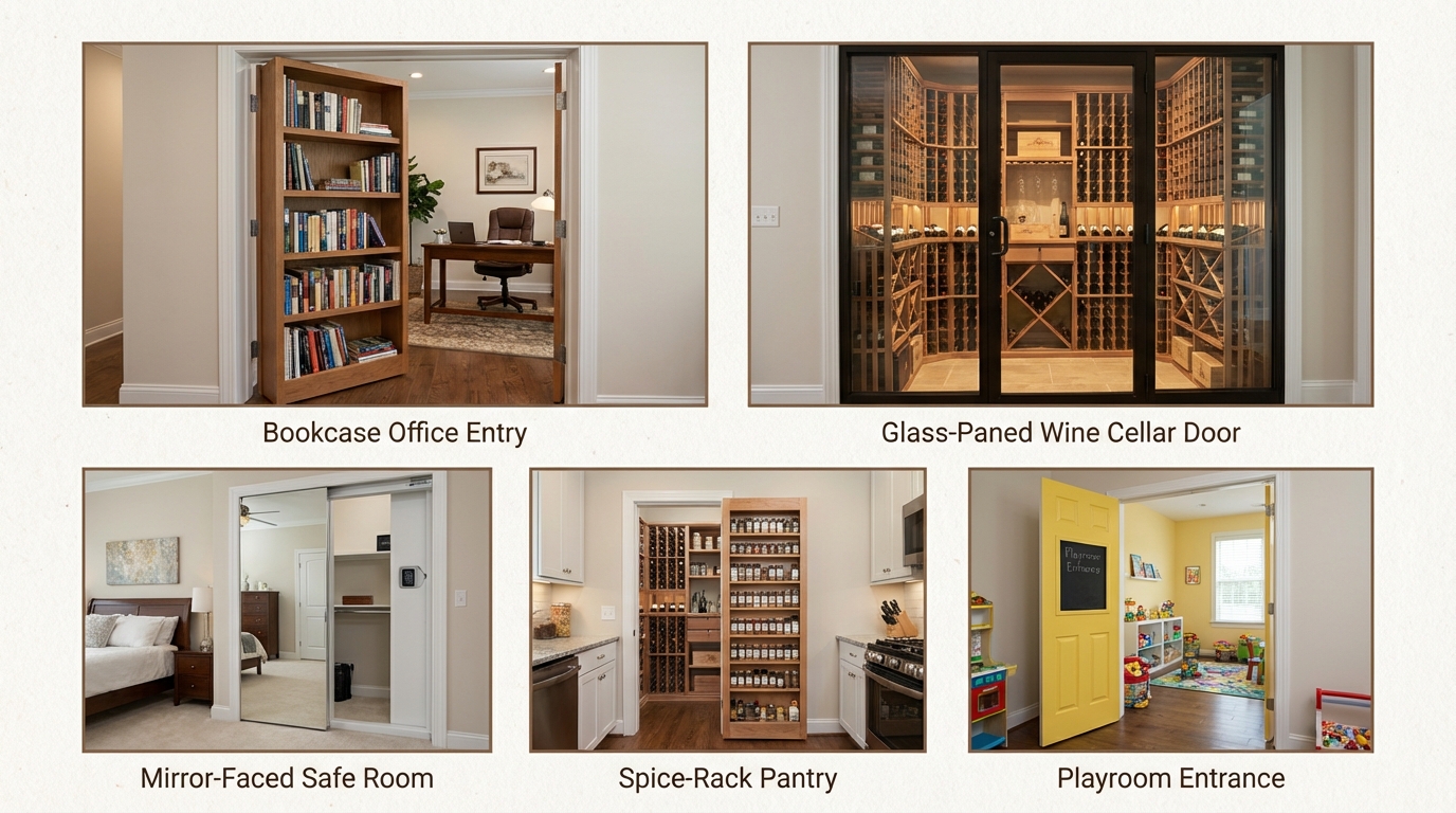 From home offices to secure wine cellars, hidden doors maximize square footage while adding a unique element of surprise.