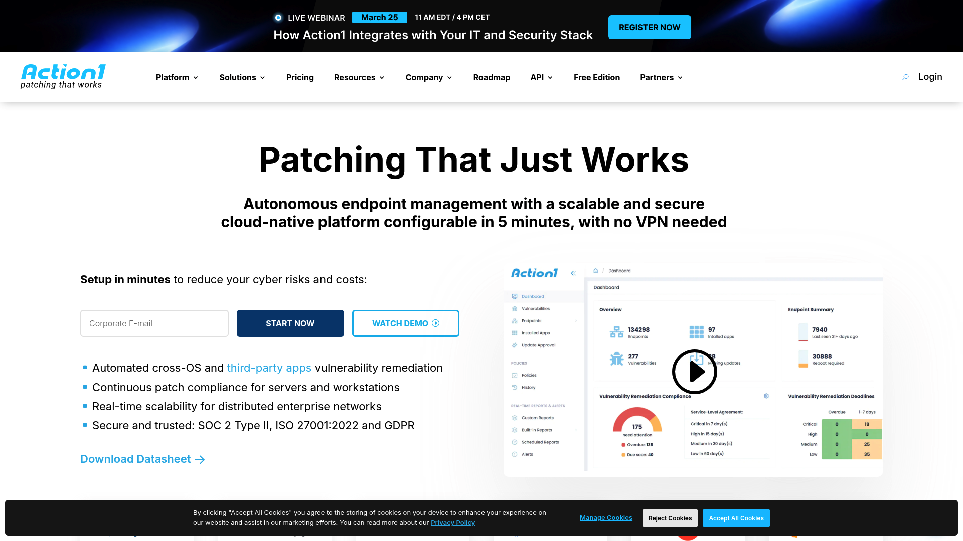 Action1 cloud-native patch management platform with free tier for first 200 endpoints